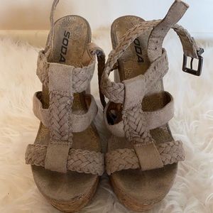 Tan Strappy Wedge size 6.5